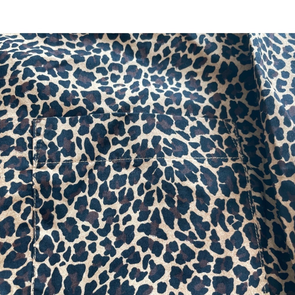 J.Crew Womens XL Leopard Print Cotton Button Down Shirt Long Sleeve Brown Black - Picture 2 of 5